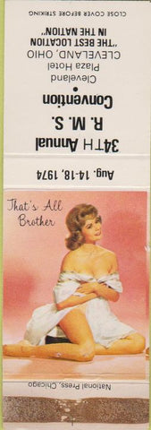 Matchbook Cover - RMS Convention 1974 Cleveland OH Pinup WEAR
