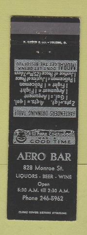 Matchbook Cover - Aero Bar Toledo OH