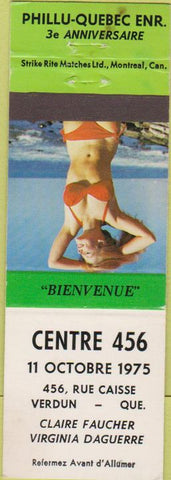 Matchbook Cover - Centre 456 1975 Verdun QC pinup