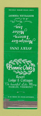 Matchbook Cover - Bonnie Oaks Resort Fairlee VT Montpelier