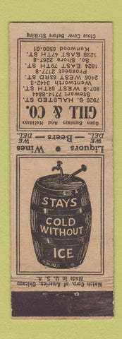 Matchbook Cover - Gill Liquor Chicago IL WEAR
