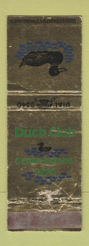 Matchbook Cover - Duck Club Cedar Rapids IA WEAR
