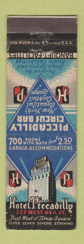 Matchbook Cover - Piccadilly Hotel New York City WEAR