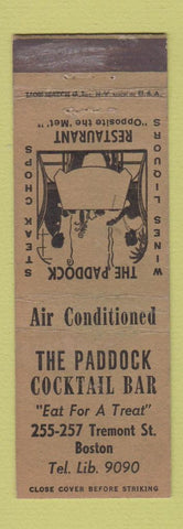 Matchbook Cover - Paddock Cocktail Bar Boston MA