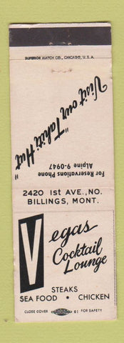 Matchbook Cover - Vegas Cocktail Lounge Billings MT WORN
