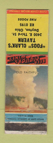 Matchbook Cover - Foos Clark's Tavern Dayton OH WORN