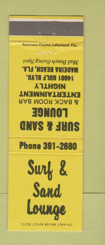 Matchbook Cover - Surf and Sand Lounge Maderia Beach FL
