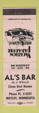 Matchbook Cover - Al's Bar Motley MN