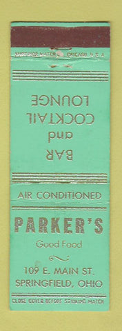 Matchbook Cover - Parker's Bar Restaurant Springfield OH