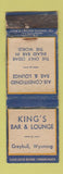 Matchbook Cover - King's Bar and Lounge Greybull WY POOR
