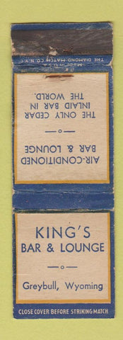 Matchbook Cover - King's Bar and Lounge Greybull WY POOR