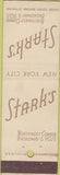 Matchbook Cover - Stark's New York City restaunt
