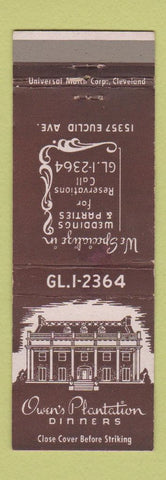 Matchbook Cover - Owen's Plantation Restaurant Cleveland OH