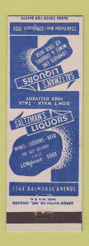Matchbook Cover - Saltzman Liquors Chicago IL ARROW