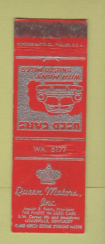 Matchbook Cover - Queen Motors Used Cars Louisville KY