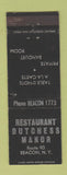 Matchbook Cover - Restaurant Dutchess Manor Beacon NY WEAR
