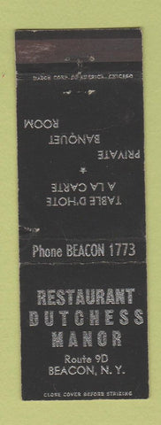 Matchbook Cover - Restaurant Dutchess Manor Beacon NY WEAR
