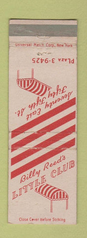 Matchbook Cover - Billy Reed's Little Club New York City WEAR