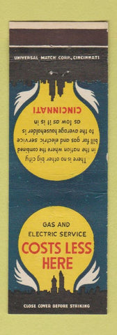 Matchbook Cover - Gas and Electric Service Cincinnati OH