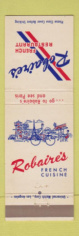Matchbook Cover - Robaire's French Restaurant Paris Los Angeles Sherman Oaks