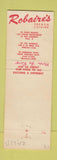 Matchbook Cover - Robaire's French Restaurant Paris Los Angeles Sherman Oaks