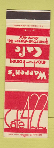 Matchbook Cover - Cafe 422 Warren's Cafe OH