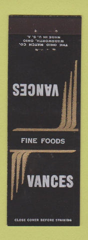 Matchbook Cover - Vances Restaurant
