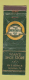Matchbook Cover - Florsheim Shoes Wian's Lewistown PA feature WORN