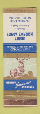 Matchbook Cover - Hartford Insurance Liberty Agency Powers Lake ND