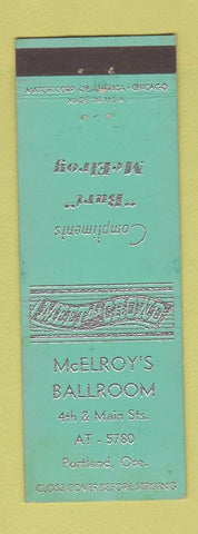 Matchbook Cover - McElroy's Ballroom Portland OR