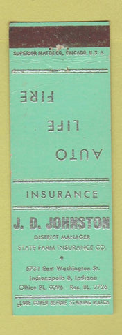 Matchbook Cover - JD Johnston Insurance State Farm Indianapolis IN