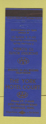 Matchbook Cover - York Hotel Court Nashville TN BLUE