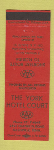 Matchbook Cover - York Hotel Court Nashville TN RED