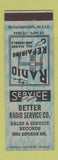 Matchbook Cover - Better Radio Service Records BLUE