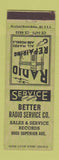 Matchbook Cover - Better Radio Service Records GREEN