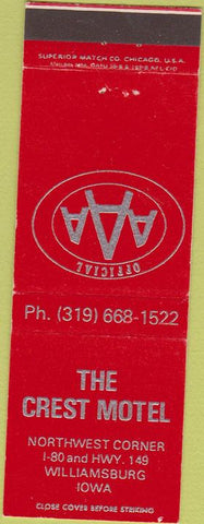 Matchbook Cover - Crest Motel Williamsburg IA