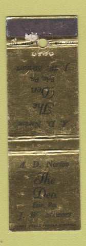 Matchbook Cover - The Den Erie PA WORN