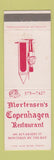 Matchbook Cover - Mortensen's Copenhagen Restaurant Monterey CA