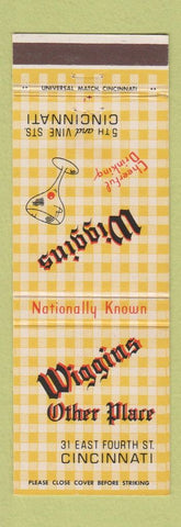 Matchbook Cover - Wiggins Cincinnati OH restaurant