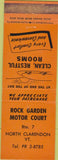 Matchbook Cover - Rock Garden Motor Court North Clarendon VT