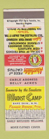 Matchbook Cover - Nudist Camp Bare Skin NM JOKE GAG WEAR
