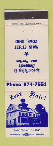 Matchbook Cover - Zoar Hotel Zoar OH WEAR