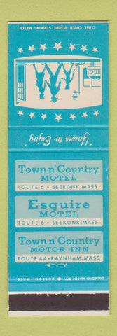 Matchbook Cover - Motels Seekonk Raynham MA Town n Country Esquire