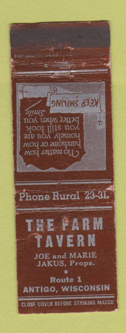 Matchbook Cover - Farm Tavern Antigo WI WORN