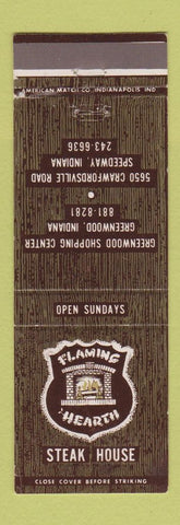Matchbook Cover - Flaming Hearth Steak House Speedway Greenwood IN