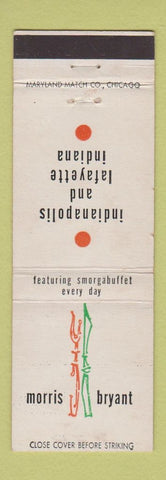 Matchbook Cover - Morris Bryant Restaurant Indianapolis Lafayette IN