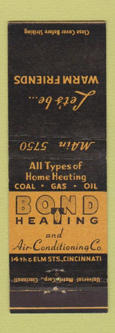 Matchbook Cover - Bond Heating Cincinnati OH