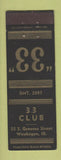 Matchbook Cover - 33 Club Waukegan IL