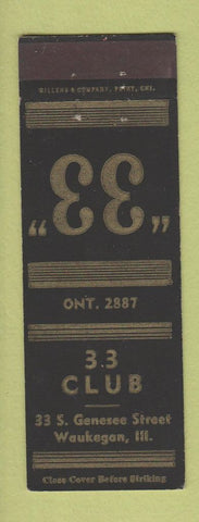 Matchbook Cover - 33 Club Waukegan IL