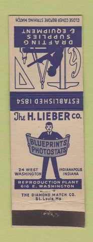 Matchbook Cover - H Lieber Drafting Supply Indianapolis IN